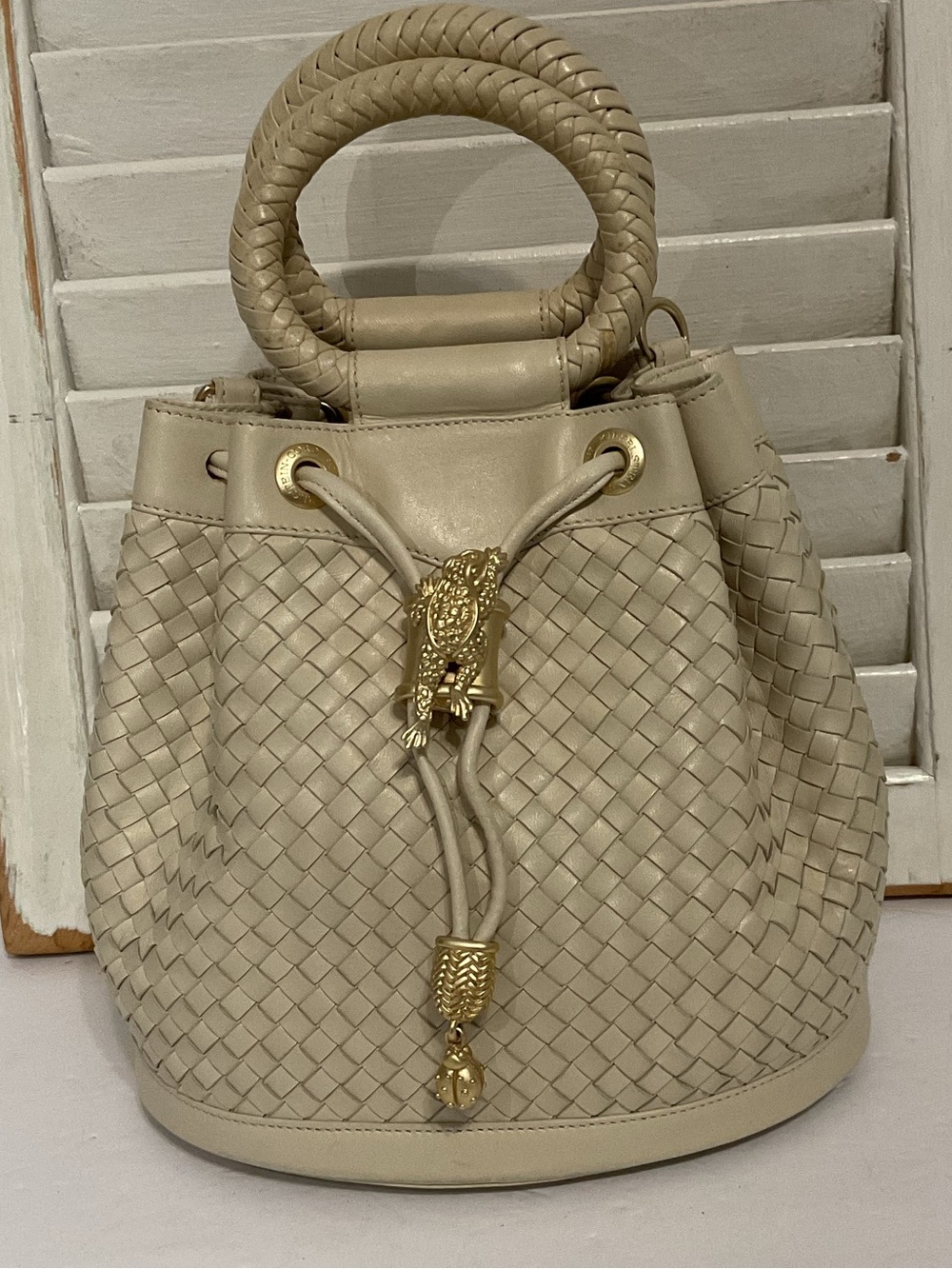 Barry Kieselstein Cord Vintage Intrecciato Drawstring Bucket Bag
